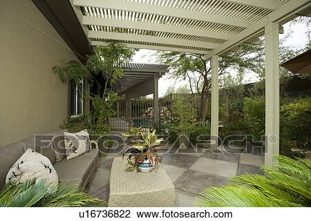 Patio of a modern residence View Large Photo Image Stock Image - Patio of a modern residence. Fotosearch