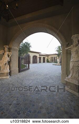 Paved driveway of Palm Springs home View Large Photo Image Picture - Paved driveway of Palm Springs home. Fotosearch