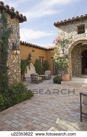 Paved Palm Springs courtyard exterior View Large Photo Image Stock Image - Paved Palm Springs courtyard exterior. Fotosearch