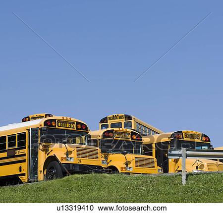 Stock Image - School buses. Fotosearch