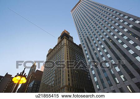 Stock Photography - Skyscrapers low angle view Chicago Illinois. Fotosearch