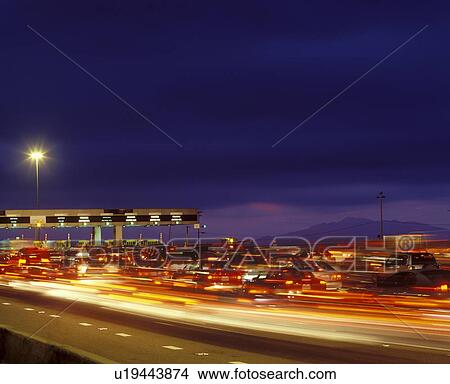 Tail backs of traffic at toll gate in California View Large Photo Image Picture - Tail backs of traffic at toll gate in California. Fotosearch