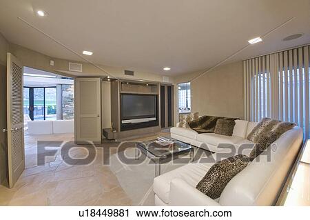 Stock Image - Television area of Palm Springs home. Fotosearch