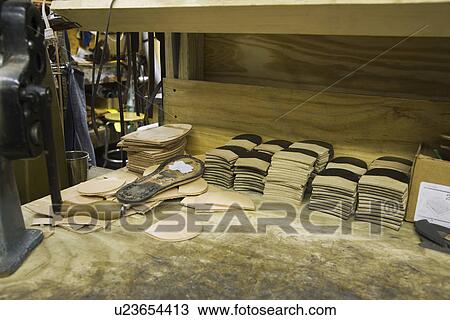 Stock Image - Traditional shoemaker workshop. Fotosearch