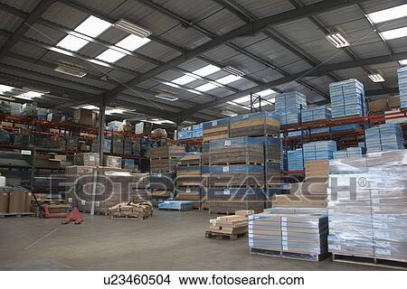 Picture - Warehouse in commercial lighting factory. Fotosearch