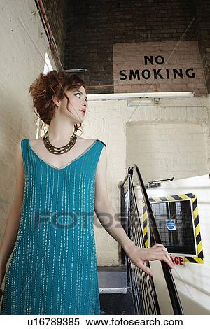 Stock Photography - Young woman backstage. Fotosearch
