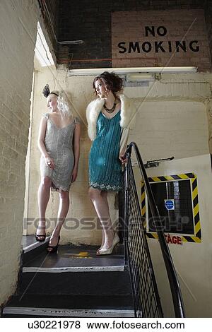 Stock Photo - Young women backstage. Fotosearch