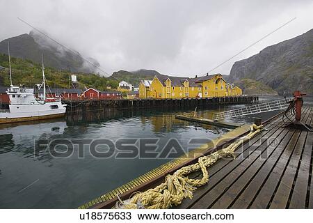Fishing boat in harbour of Lofoten Islands, Norway View Large Photo Image Stock Image - Fishing boat in harbour of Lofoten Islands, Norway. Fotosearch