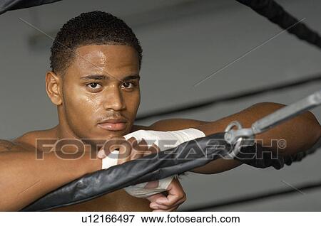 Boxer resting on boxing ring View Large Photo Image Stock Photo - Boxer resting on boxing ring. Fotosearch