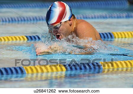 Stock Image - Competitive Swimmer. Fotosearch