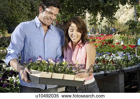 Couple choosing plants at nursery View Large Photo Image Stock Photography - Couple choosing plants at nursery. Fotosearch