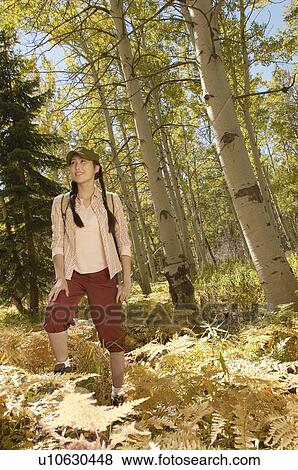 Female hiker in forest View Large Photo Image Stock Photo - Female hiker in forest. Fotosearch