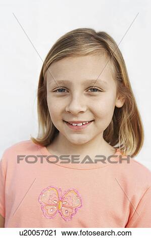 Stock Image - Girl (7-9), portrait. Fotosearch