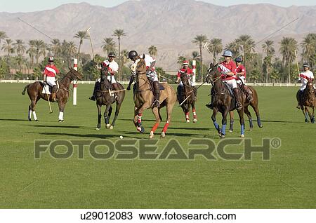 Stock Image - Polo players playing Match on polo field. Fotosearch