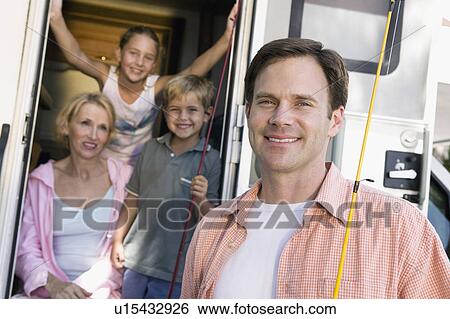 Portrait of family with camper van View Large Photo Image Stock Photograph - Portrait of family with camper van. Fotosearch