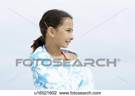 Pre-teen girl Wrapped in a Towel, profile View Large Photo Image Stock Image - Pre-teen girl Wrapped in a Towel, profile. Fotosearch
