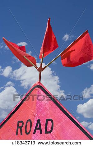 Stock Photo - Road Construction sign and blue sky. Fotosearch