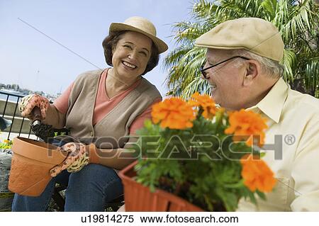 Stock Photography - Senior couple gardening. Fotosearch