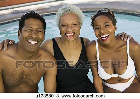 Senior woman and couple at swimming pool, portrait. View Large Photo Image Stock Image - Senior woman and couple at swimming pool, portrait.. Fotosearch