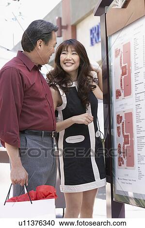 Smiling Couple standing near information sign on Shopping Trip View Large Photo Image Stock Image - Smiling Couple standing near information sign on Shopping Trip. Fotosearch