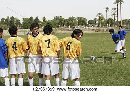 Soccer Players Preparing for a Penalty Kick View Large Photo Image Stock Photo - Soccer Players Preparing for a Penalty Kick. Fotosearch