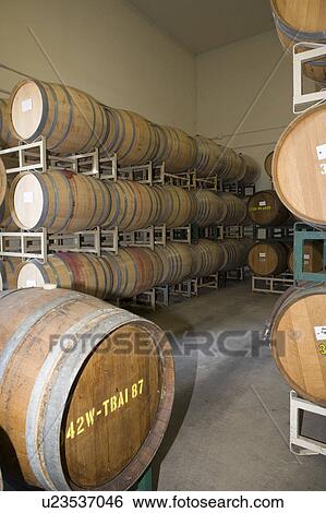 Wine barrels in winery View Large Photo Image Stock Photograph - Wine barrels in winery. Fotosearch
