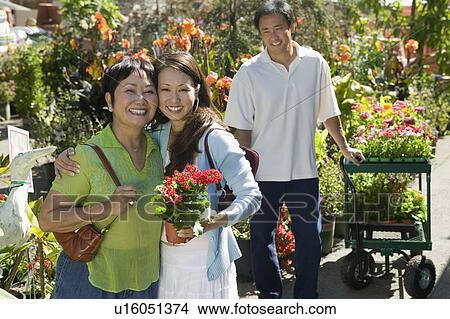 Woman with mother in plant nursery, portrait View Large Photo Image Picture - Woman with mother in plant nursery, portrait. Fotosearch