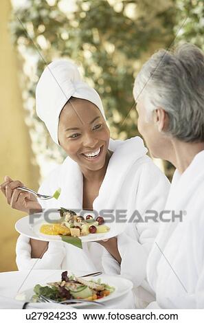 Women having lunch at spa, half length View Large Photo Image Stock Image - Women having lunch at spa, half length. Fotosearch