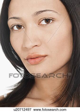 Young Brunette Woman, portrait, close up View Large Photo Image Stock Photo - Young Brunette Woman, portrait, close up. Fotosearch