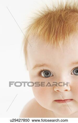 Stock Image - Baby with fuzzy hair. Fotosearch