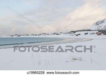 Stock Photo - Bay on Moskensoy on the Loftofen Islands, Norway. Fotosearch