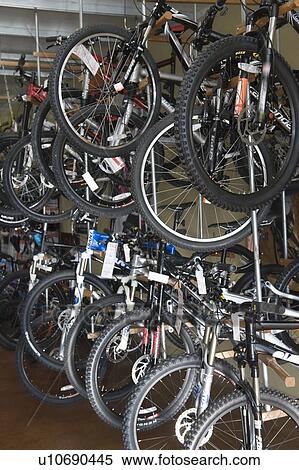 Stock Photography - Bicycles on display in a bike store. Fotosearch