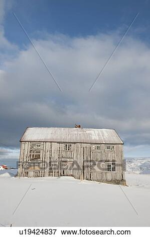 Stock Photo - Boarded up house in Fredvang, Moskensoy, Loftofen, Norway. Fotosearch
