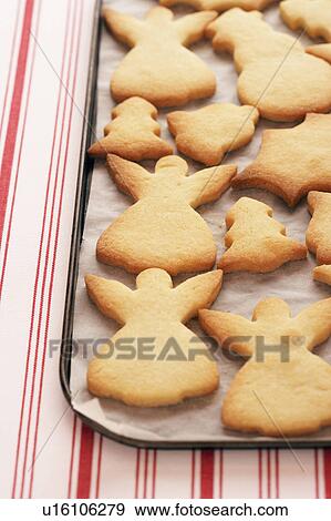 Christmas cookies on tray, close-up View Large Photo Image Stock Photo - Christmas cookies on tray, close-up. Fotosearch