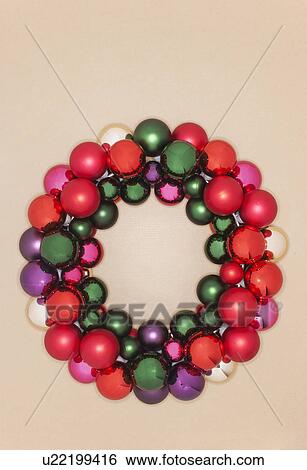 Stock Photograph - Christmas ornament wreath. Fotosearch