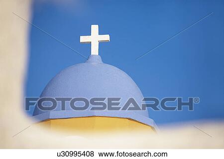 Cross on top of blue dome View Large Photo Image Stock Photo - Cross on top of blue dome. Fotosearch