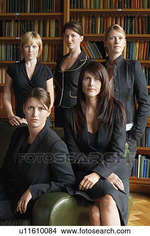 Picture - Five lawyers in library. Fotosearch