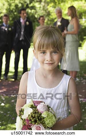 Stock Image - Flower Girl Outdoors. Fotosearch