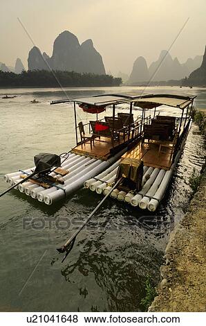Stock Photo - Li River and Karst hills in XinPing, Yangshuo, Guilin area, Guangxi province, China. Fotosearch