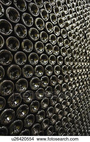 Picture - Lying down, arranged bottles of wine, bottom visible. Fotosearch
