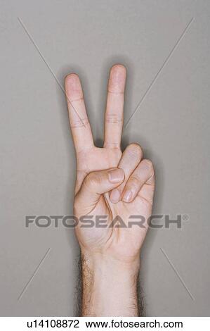 Man making victory sign, close-up on hand View Large Photo Image Stock Image - Man making victory sign, close-up on hand. Fotosearch