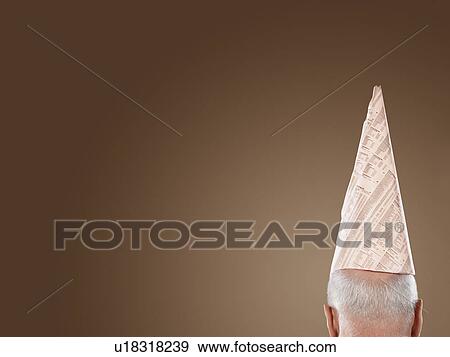 Man Wearing Dunce Hat, high section, back view View Large Photo Image Stock Photo - Man Wearing Dunce Hat, high section, back view. Fotosearch