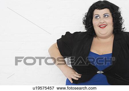 Overweight Woman Looking Up, portrait View Large Photo Image Stock Photo - Overweight Woman Looking Up, portrait. Fotosearch