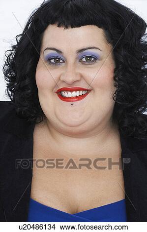 Picture - Overweight Woman Smiling, portrait. Fotosearch