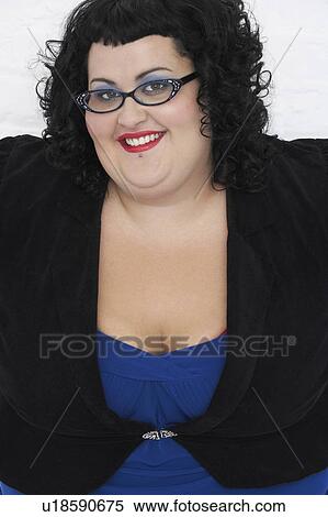 Stock Photography - Overweight Woman Smiling, portrait. Fotosearch