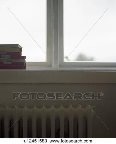 Stack of Books on Windowsill View Large Photo Image Stock Image - Stack of Books on Windowsill. Fotosearch