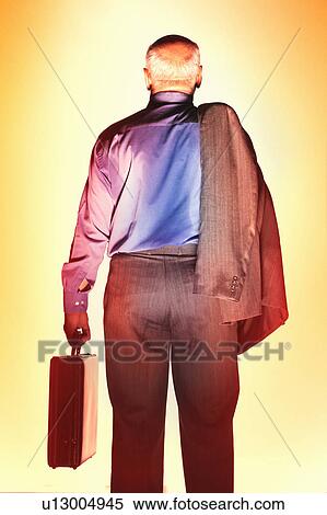 Sweaty Middle-Aged Businessman, carrying briefcase, back view View Large Photo Image Stock Photography - Sweaty Middle-Aged Businessman, carrying briefcase, back view. Fotosearch