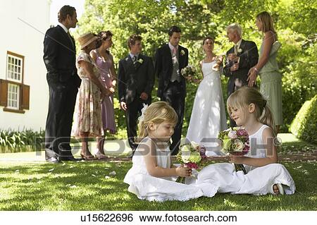 Stock Photograph - Wedding Party in Garden. Fotosearch