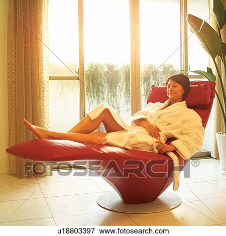 Bathrobe, Chair, Brown Hair, Asian Ethnicity View Large Photo Image Stock Photo - Bathrobe, Chair, Brown Hair, Asian Ethnicity. Fotosearch