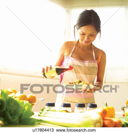 Brown Hair, Looking Down, Apron, Yellow Bell Pepper, Carrot, Square View Large Photo Image Stock Image - Brown Hair, Looking Down, Apron, Yellow Bell Pepper, Carrot, Square. Fotosearch